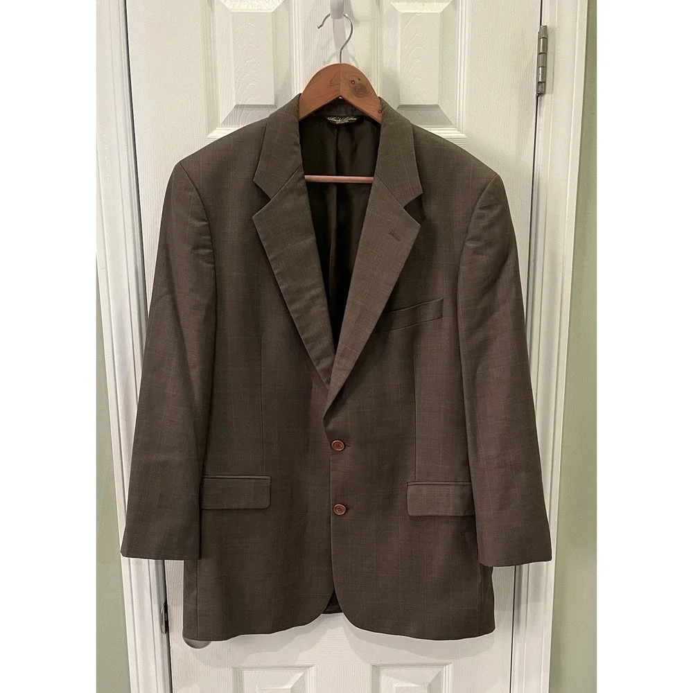 Brooks Brothers Pure New Wool Sport Coat Windowpane Men's 41R Suit Blazer